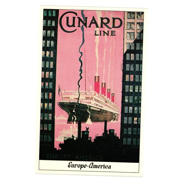 Cunard Line Europe America Aquitania Poster Art Print Postcard Marine Art 11/23 - Picture 1 of 2